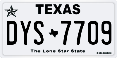 TX license plate DYS7709