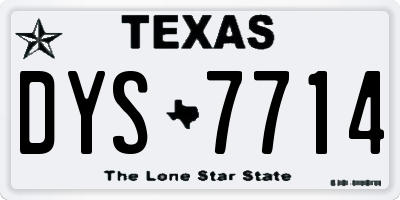 TX license plate DYS7714