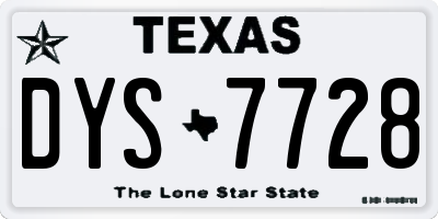 TX license plate DYS7728