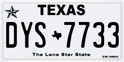 TX license plate DYS7733