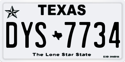 TX license plate DYS7734