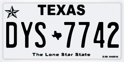 TX license plate DYS7742