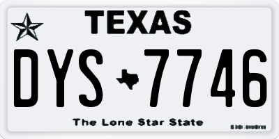 TX license plate DYS7746