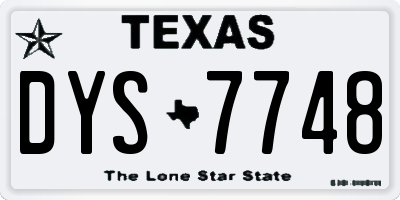 TX license plate DYS7748