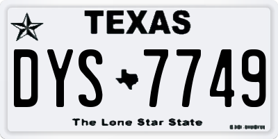TX license plate DYS7749