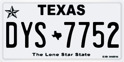TX license plate DYS7752
