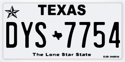 TX license plate DYS7754