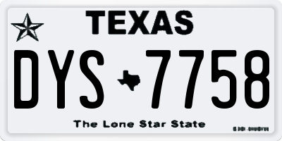 TX license plate DYS7758