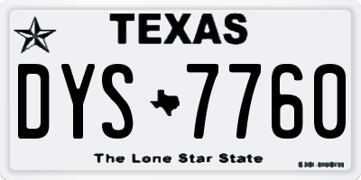 TX license plate DYS7760