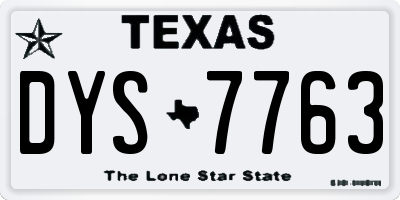 TX license plate DYS7763