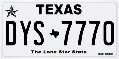 TX license plate DYS7770