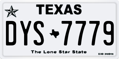 TX license plate DYS7779