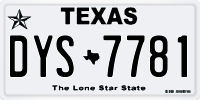 TX license plate DYS7781