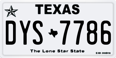 TX license plate DYS7786