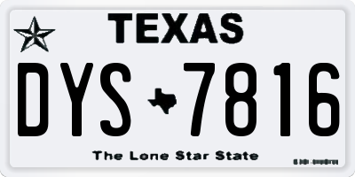 TX license plate DYS7816