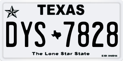 TX license plate DYS7828
