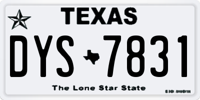 TX license plate DYS7831