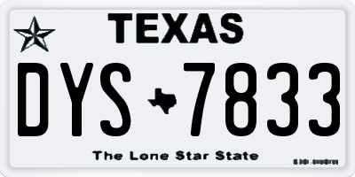 TX license plate DYS7833