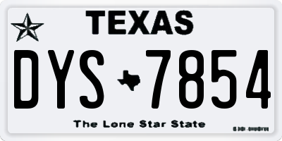 TX license plate DYS7854