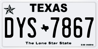TX license plate DYS7867