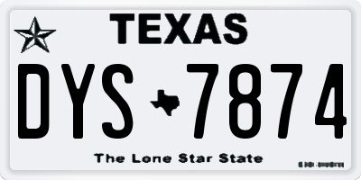 TX license plate DYS7874