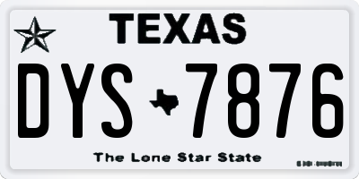 TX license plate DYS7876