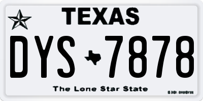 TX license plate DYS7878