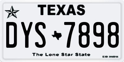 TX license plate DYS7898