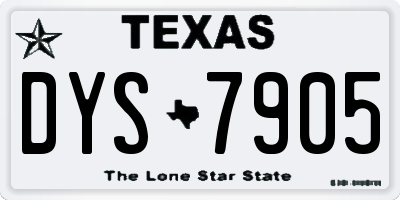 TX license plate DYS7905