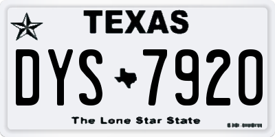 TX license plate DYS7920