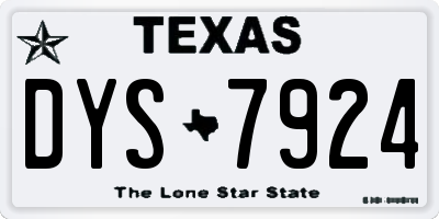 TX license plate DYS7924