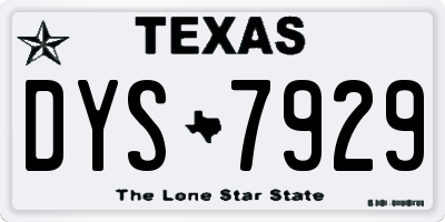 TX license plate DYS7929