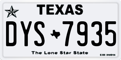 TX license plate DYS7935