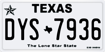 TX license plate DYS7936