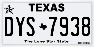 TX license plate DYS7938