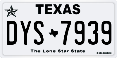TX license plate DYS7939