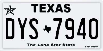 TX license plate DYS7940
