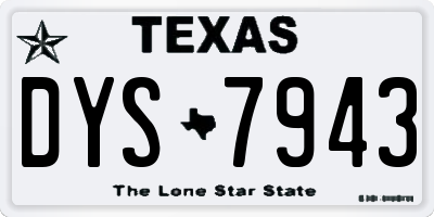 TX license plate DYS7943