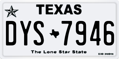 TX license plate DYS7946