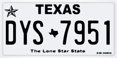 TX license plate DYS7951