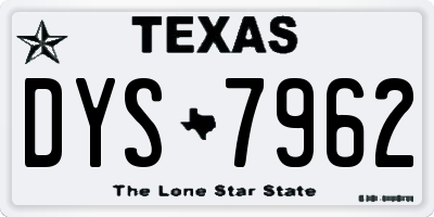 TX license plate DYS7962