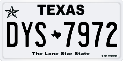 TX license plate DYS7972
