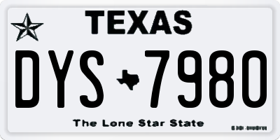 TX license plate DYS7980