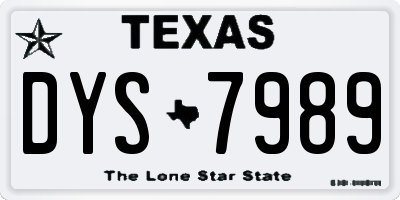 TX license plate DYS7989