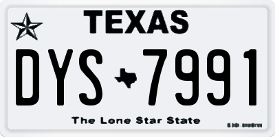 TX license plate DYS7991