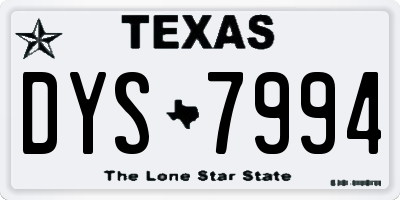 TX license plate DYS7994