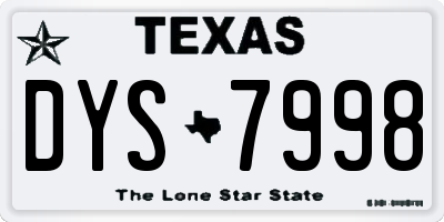 TX license plate DYS7998