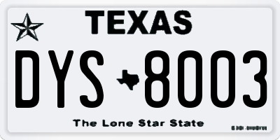 TX license plate DYS8003