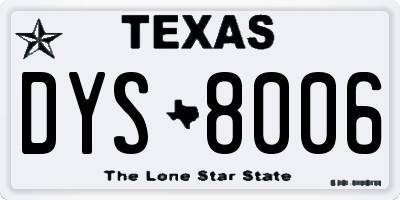 TX license plate DYS8006