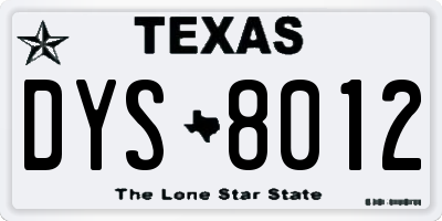 TX license plate DYS8012